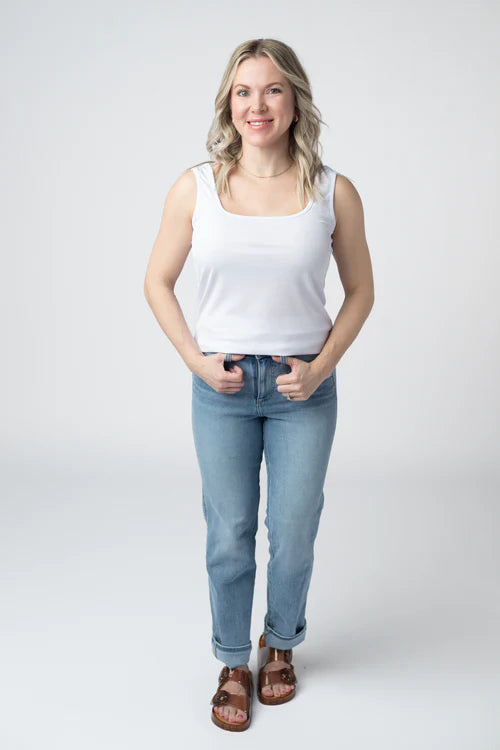 PREORDER  Michelle Mae | Rachel Ribbed Tank | White