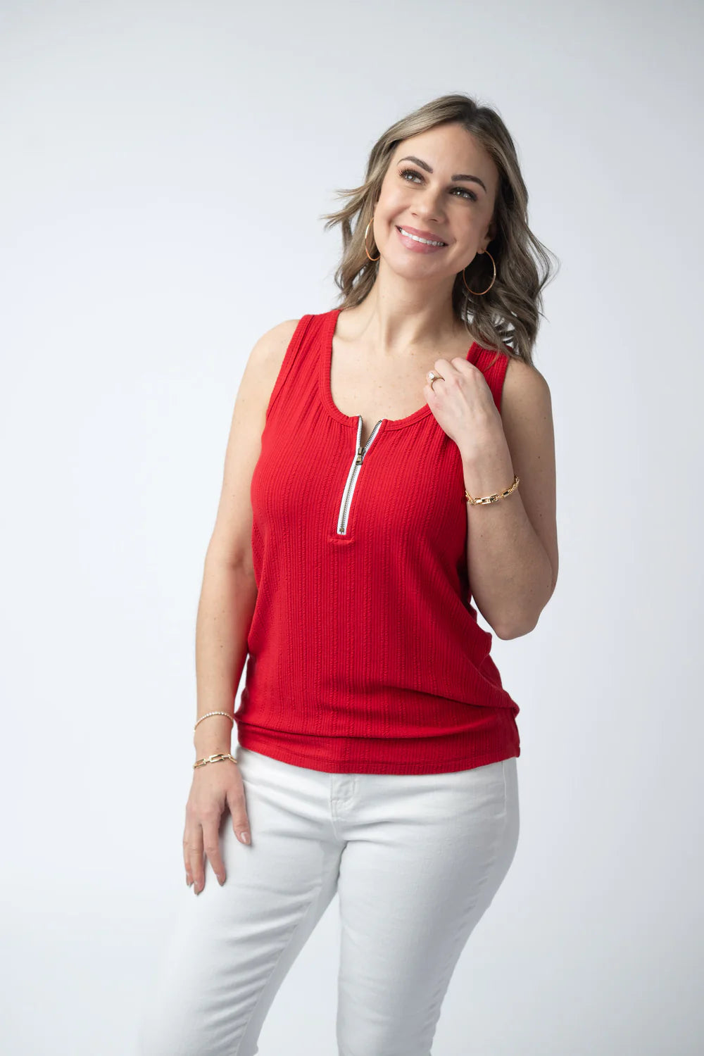 PREORDER  Michelle Mae | Mila Zipper Tank | Red