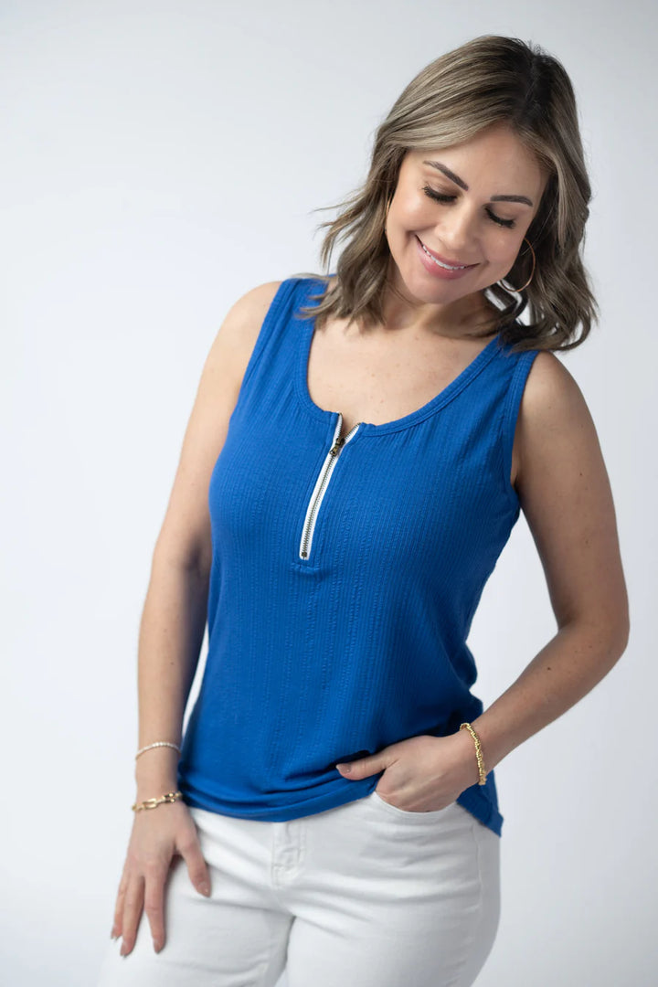 PREORDER  Michelle Mae | Mila Zipper Tank | Royal Blue