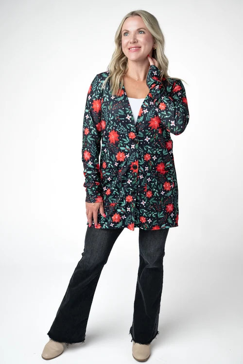 PREORDER  Michelle Mae | Cori Cardigan | Pointsettia Nights