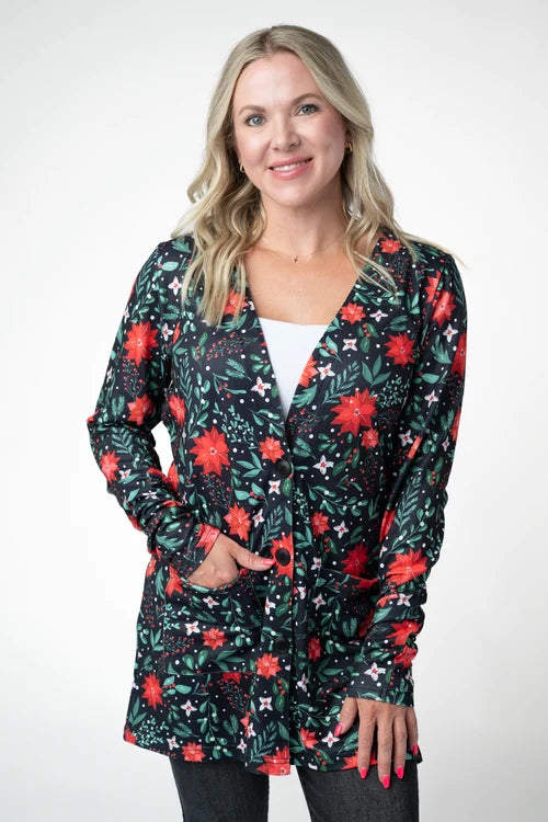 PREORDER  Michelle Mae | Cori Cardigan | Pointsettia Nights