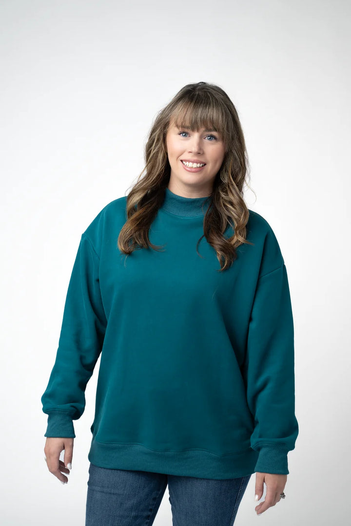 PREORDER  Michelle Mae | Marley Mock Neck Sweatshirt | Teal