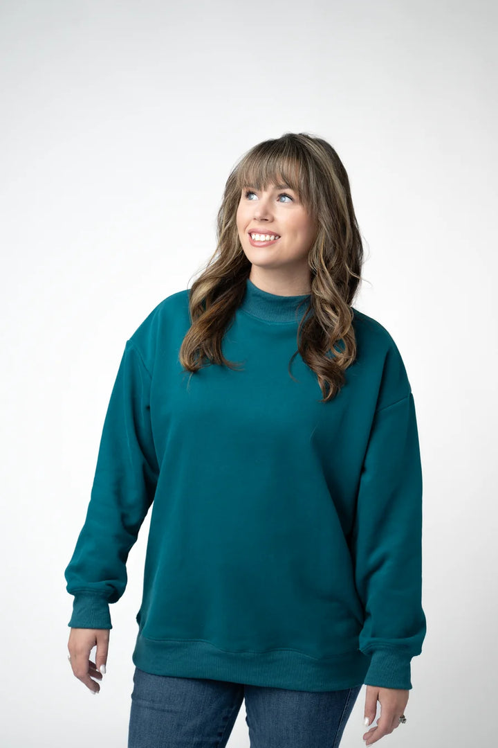 PREORDER  Michelle Mae | Marley Mock Neck Sweatshirt | Teal