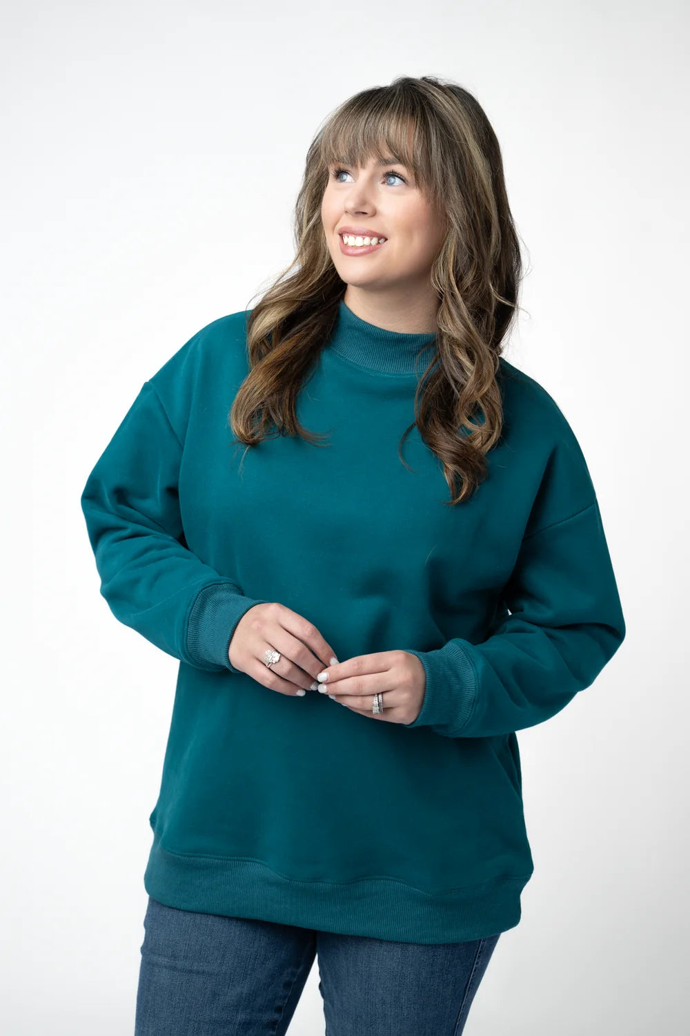 PREORDER  Michelle Mae | Marley Mock Neck Sweatshirt | Teal