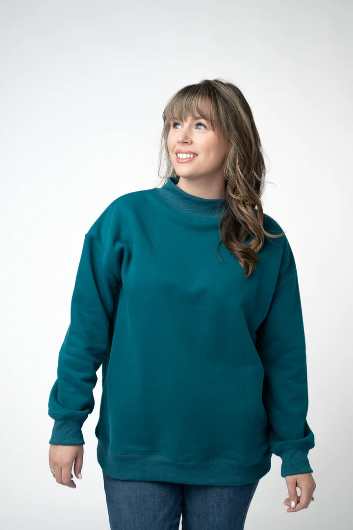 PREORDER  Michelle Mae | Marley Mock Neck Sweatshirt | Teal