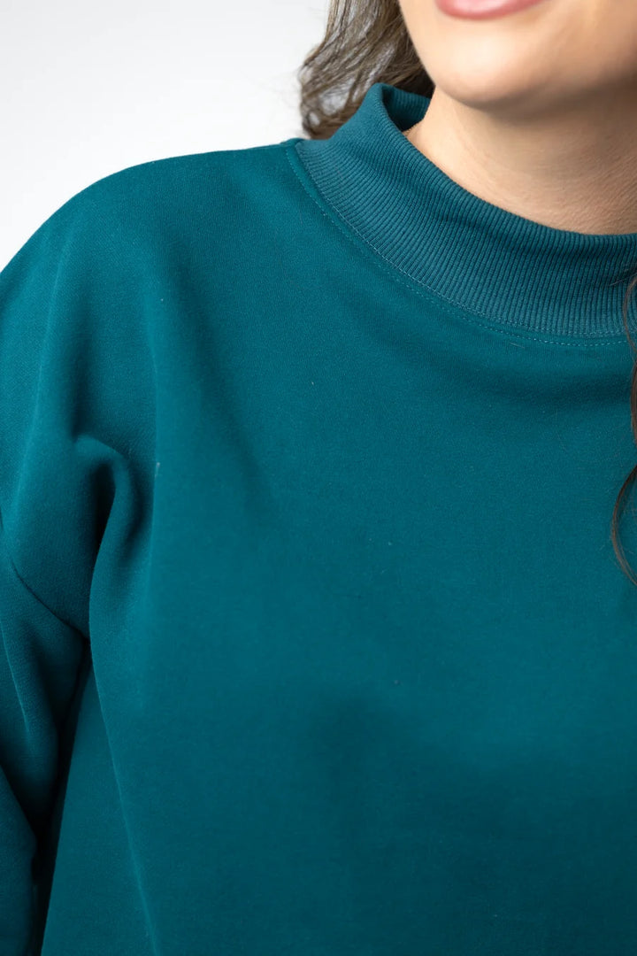PREORDER  Michelle Mae | Marley Mock Neck Sweatshirt | Teal