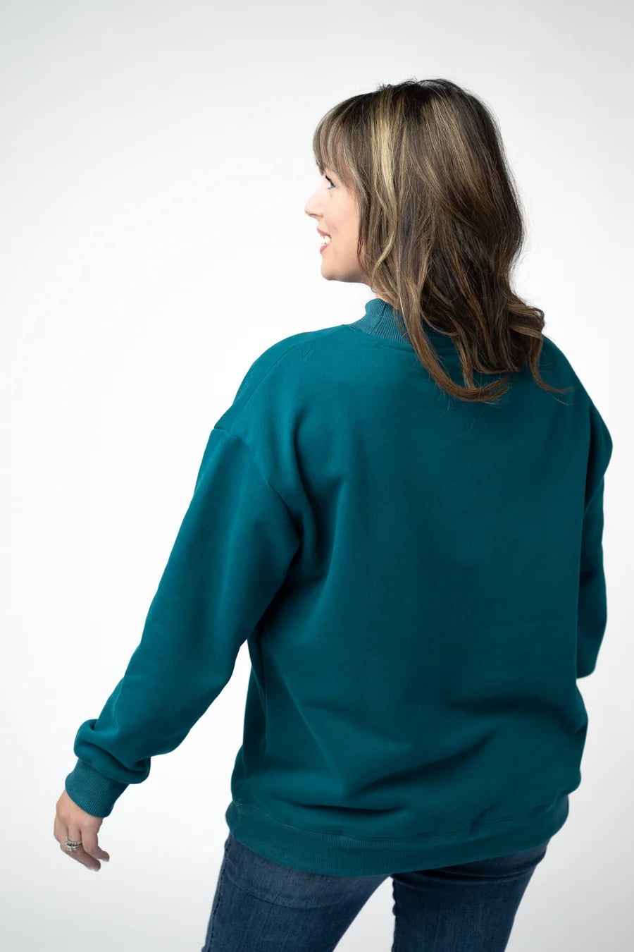 PREORDER  Michelle Mae | Marley Mock Neck Sweatshirt | Teal
