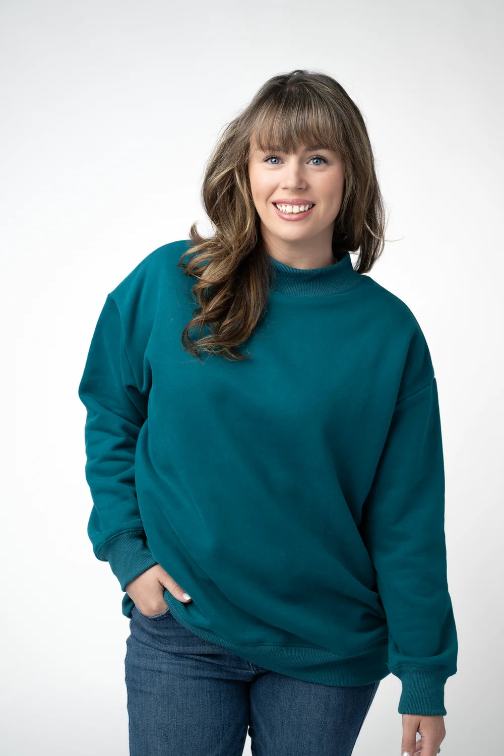 PREORDER  Michelle Mae | Marley Mock Neck Sweatshirt | Teal