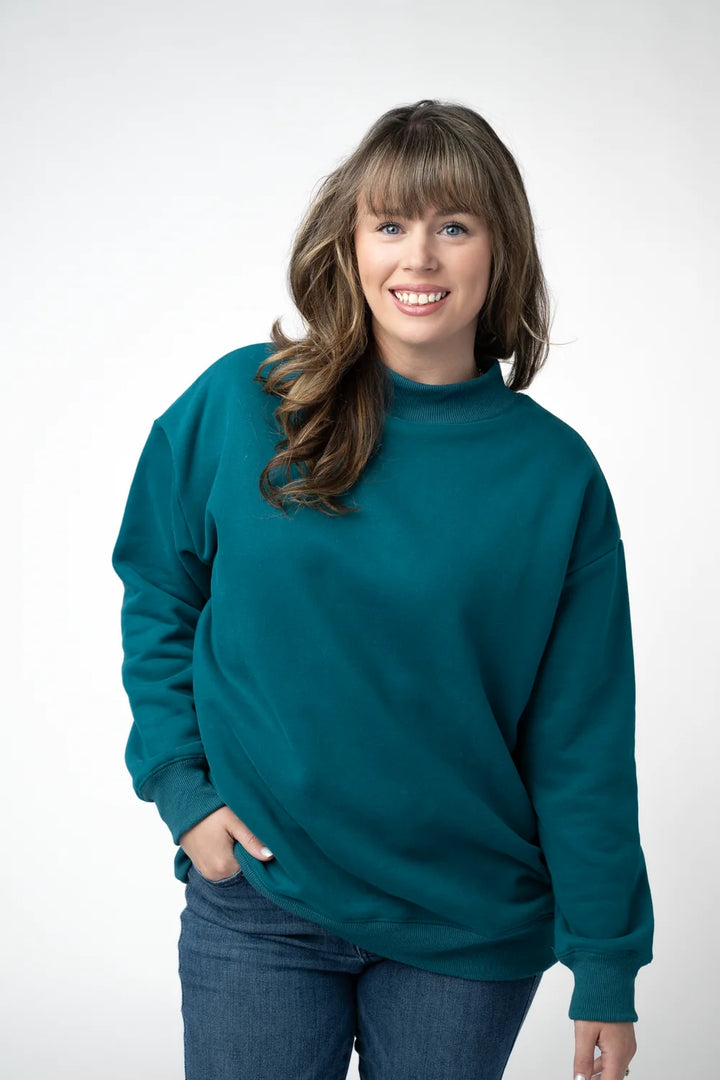 PREORDER  Michelle Mae | Marley Mock Neck Sweatshirt | Teal