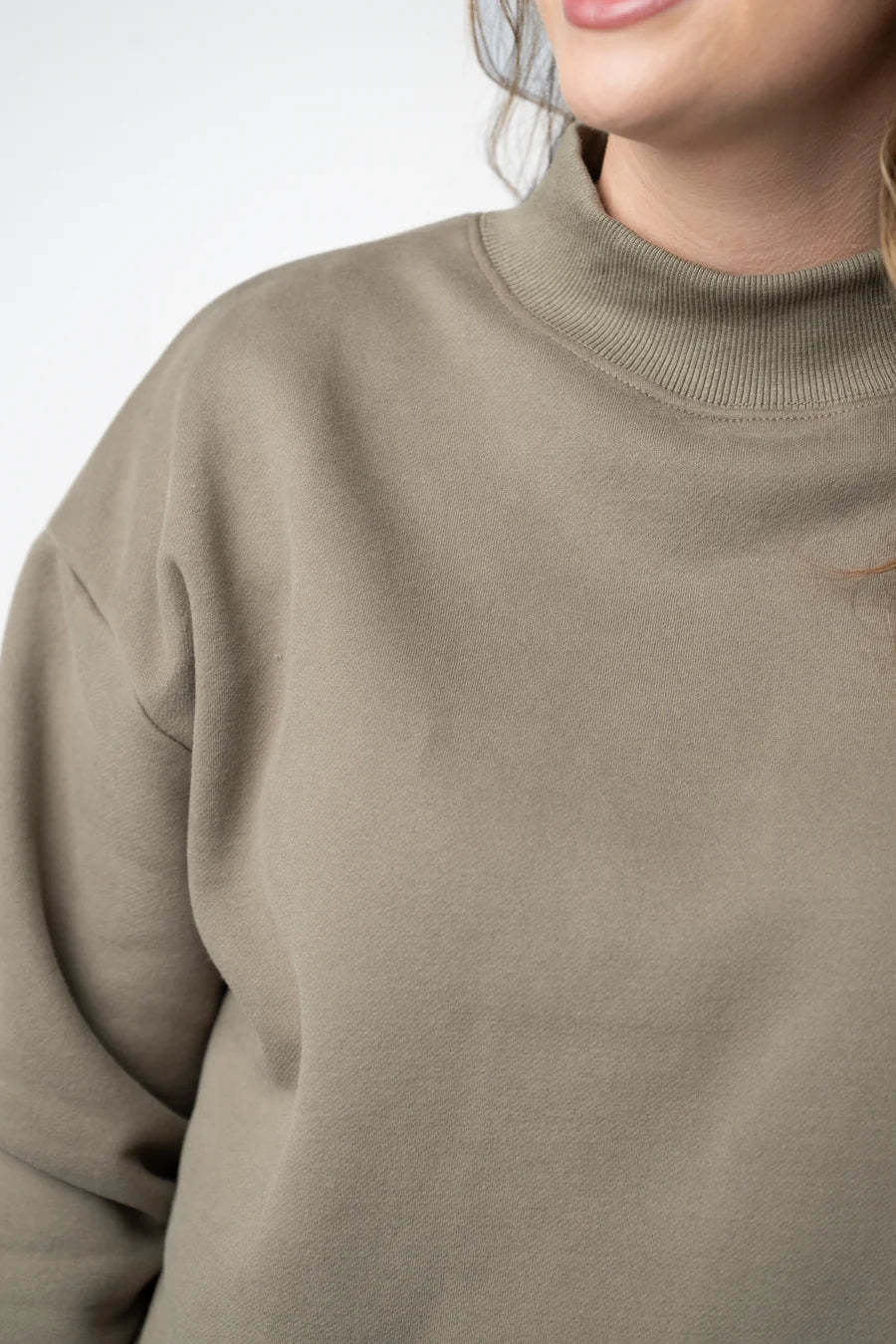 PREORDER  Michelle Mae | Marley Mock Neck Sweatshirt | Taupe