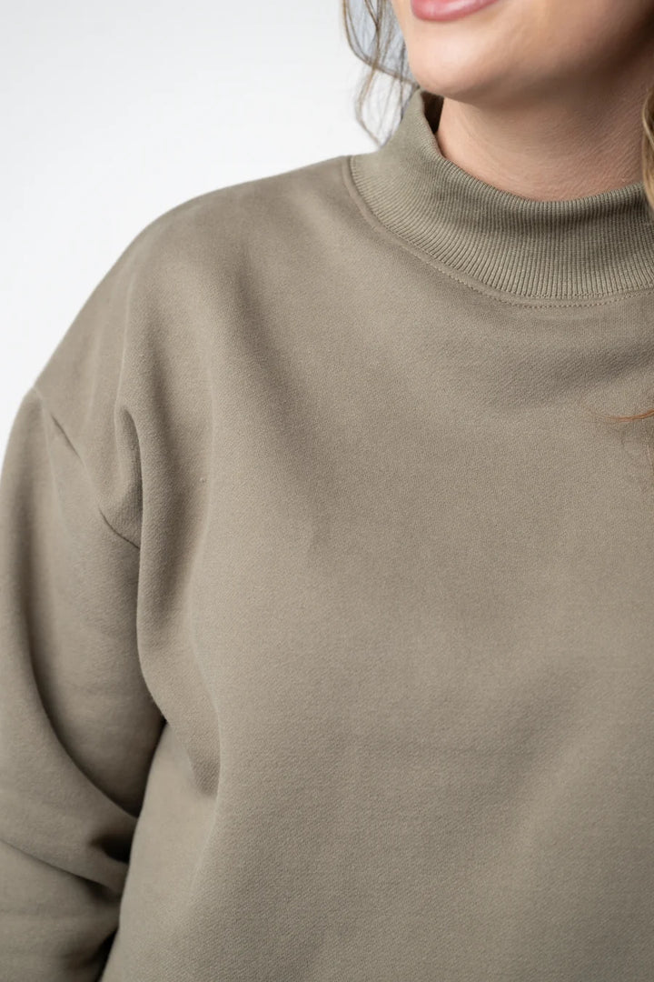 PREORDER  Michelle Mae | Marley Mock Neck Sweatshirt | Taupe