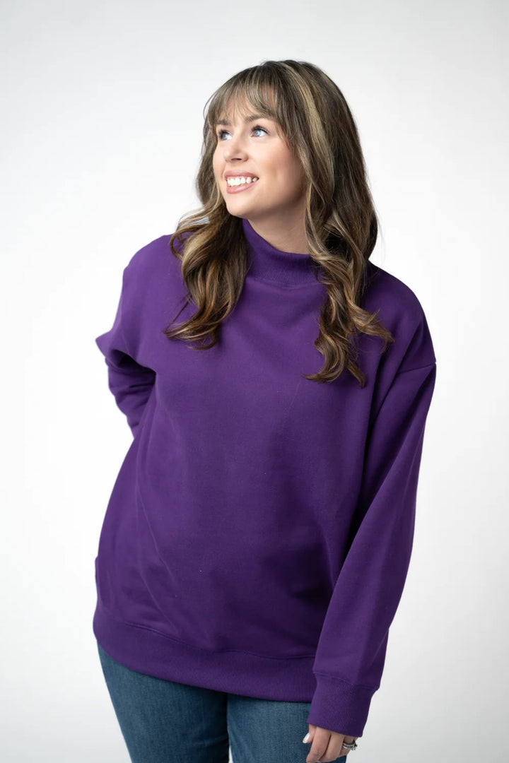 PREORDER  Michelle Mae | Marley Mock Neck Sweatshirt | Purple