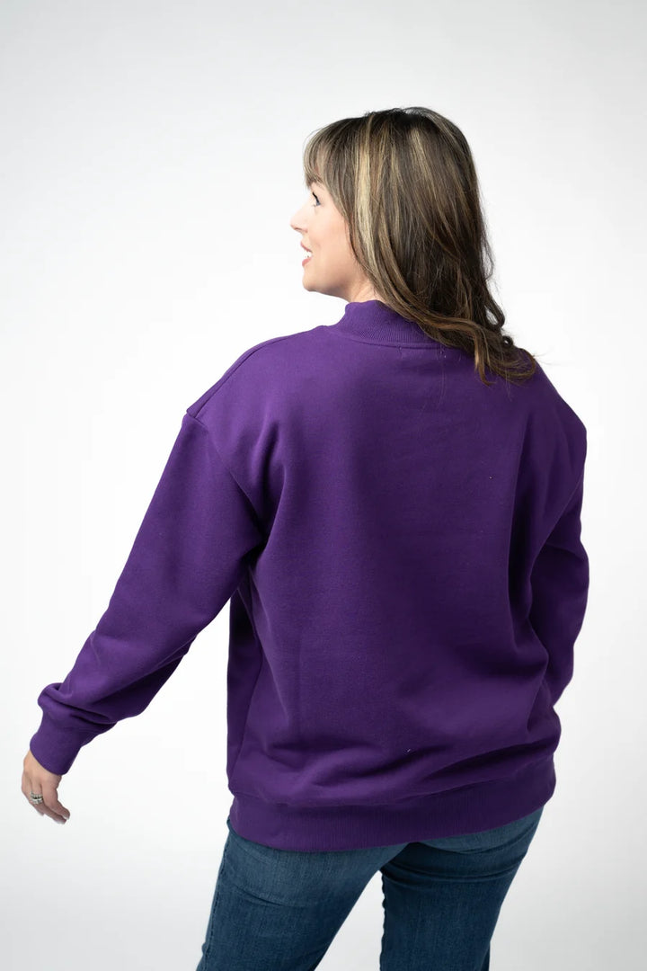 PREORDER  Michelle Mae | Marley Mock Neck Sweatshirt | Purple