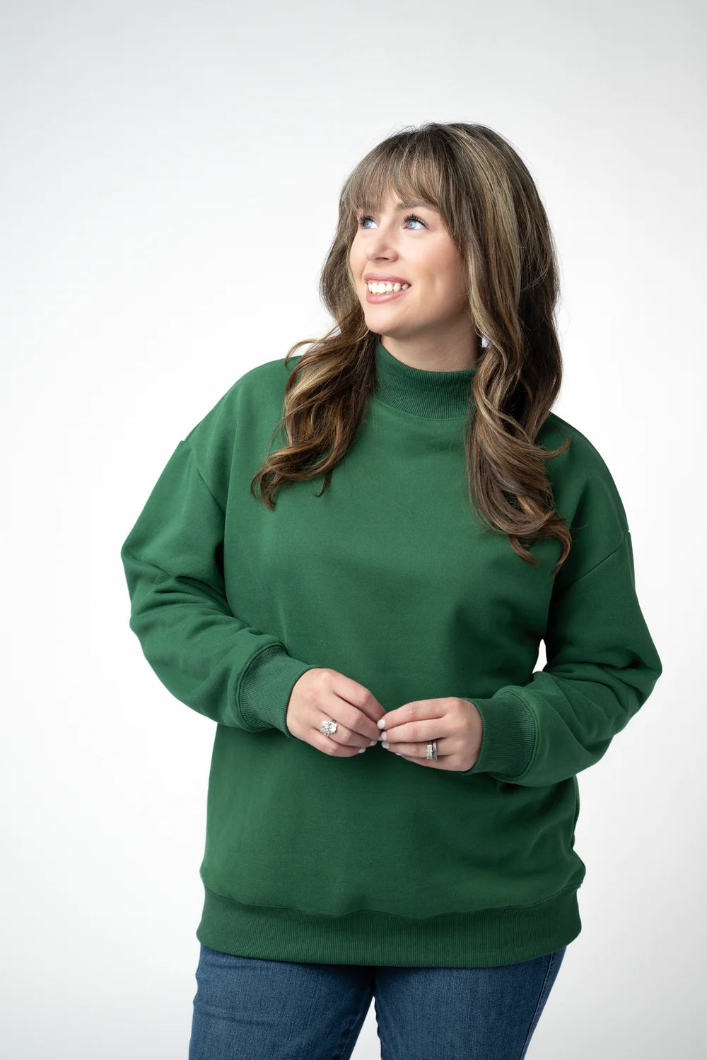 PREORDER  Michelle Mae | Marley Mock Neck Sweatshirt | Forest Green