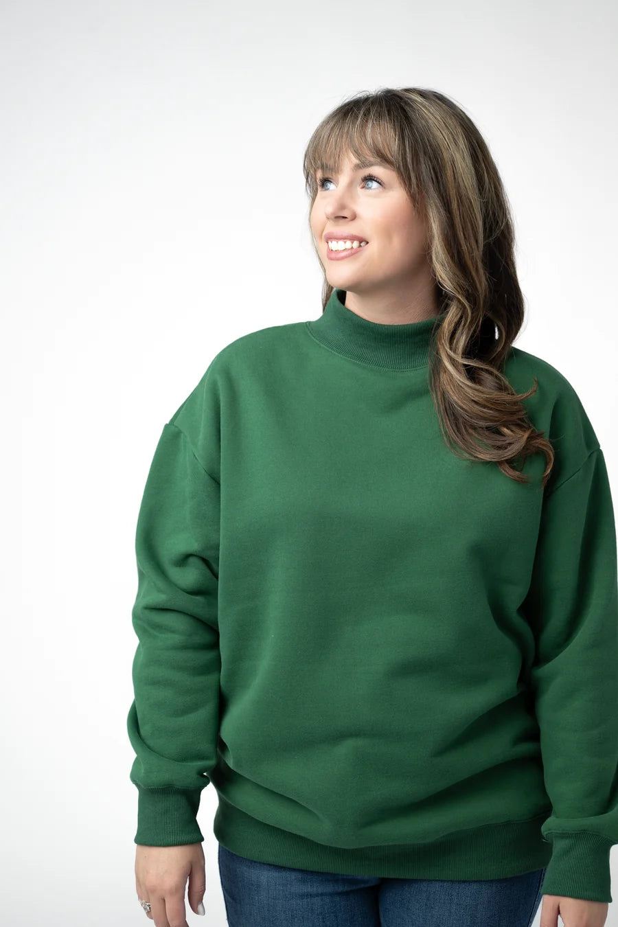 PREORDER  Michelle Mae | Marley Mock Neck Sweatshirt | Forest Green