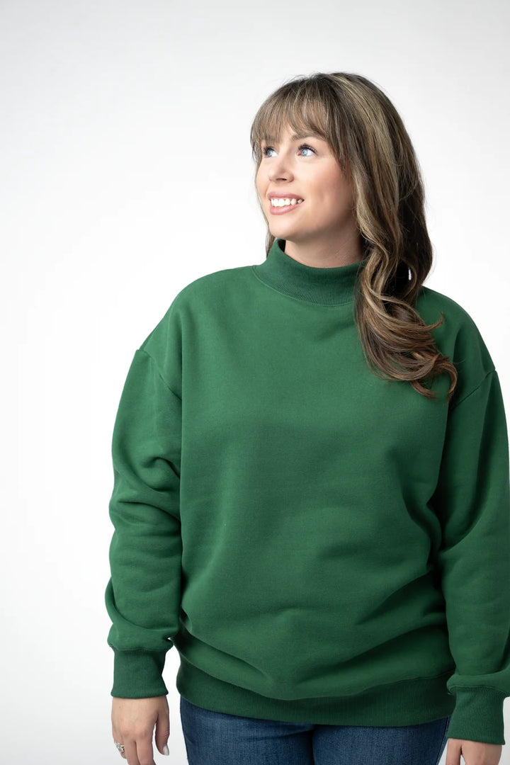 PREORDER  Michelle Mae | Marley Mock Neck Sweatshirt | Forest Green