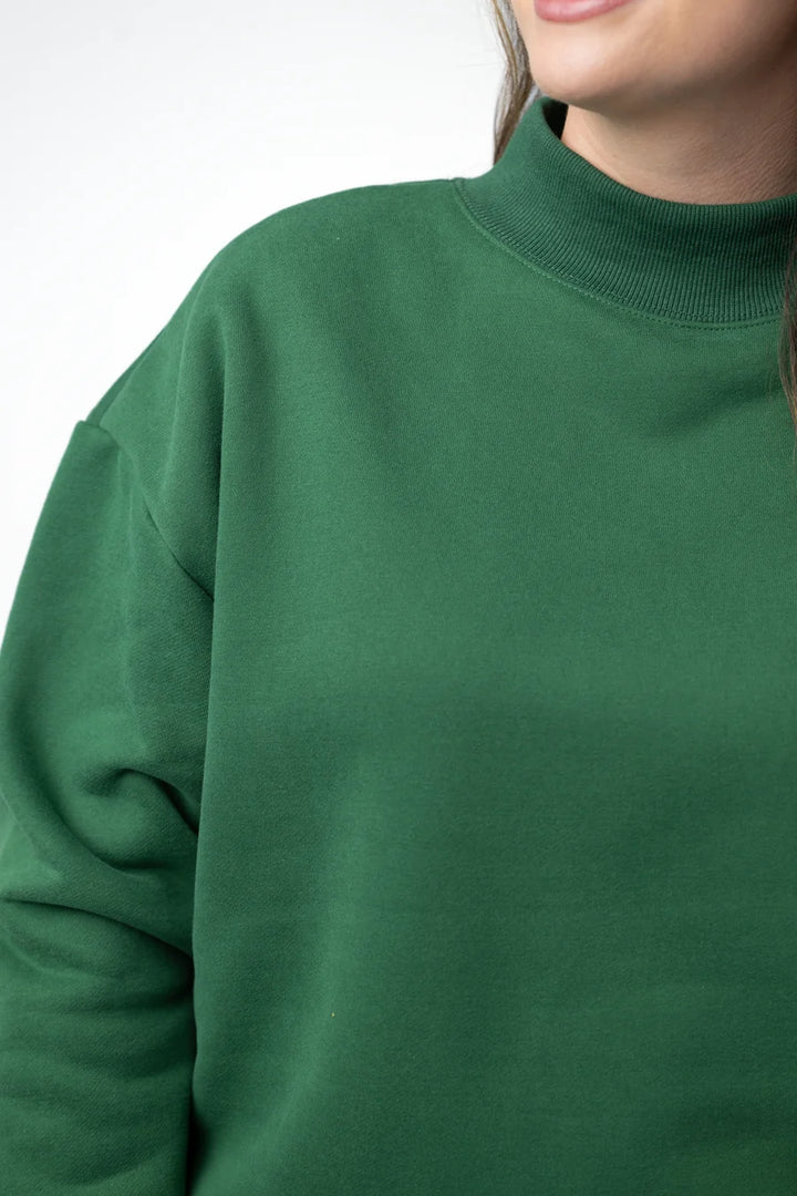 PREORDER  Michelle Mae | Marley Mock Neck Sweatshirt | Forest Green