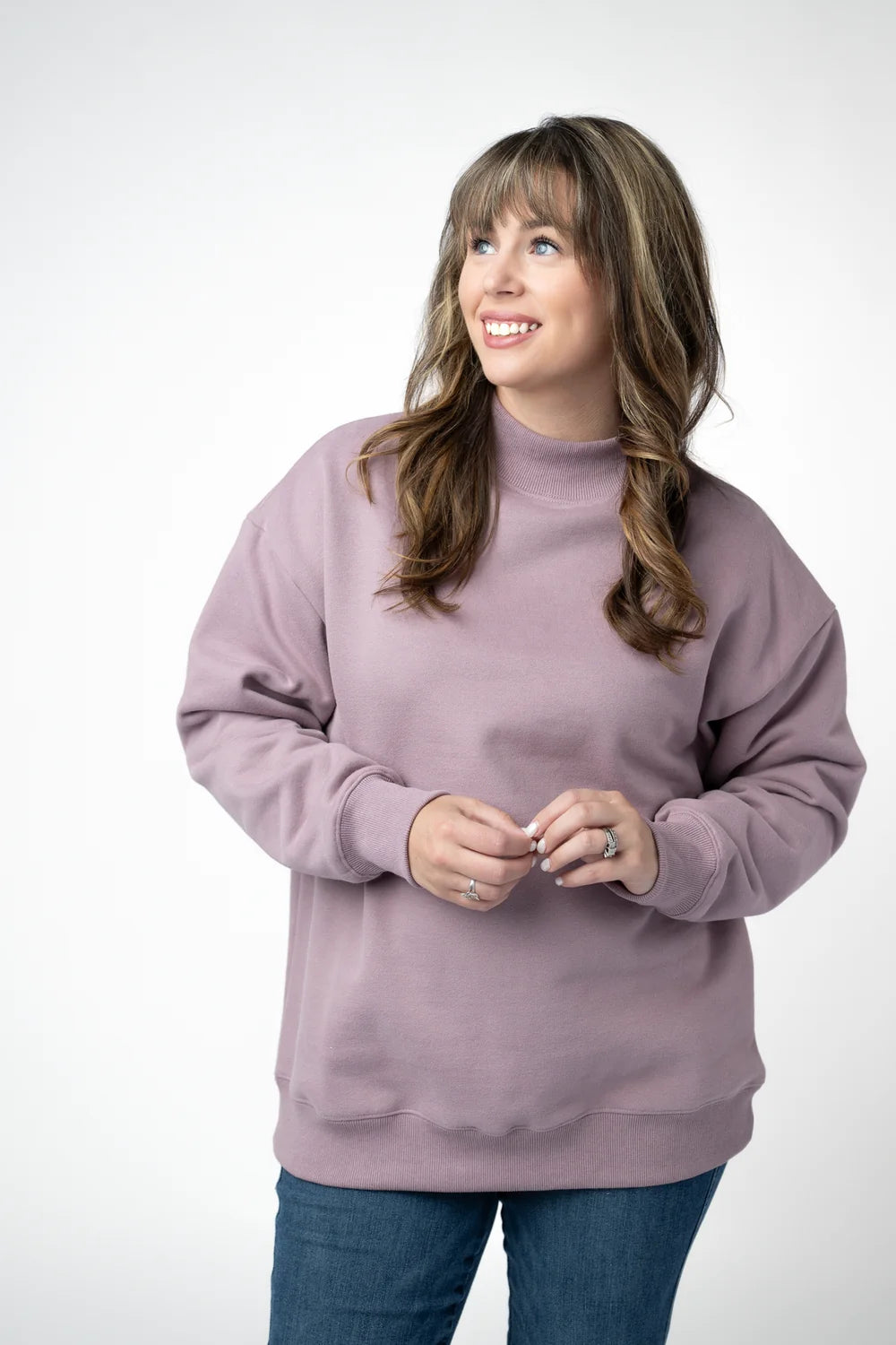 PREORDER  Michelle Mae | Marley Mock Neck Sweatshirt | Mauve
