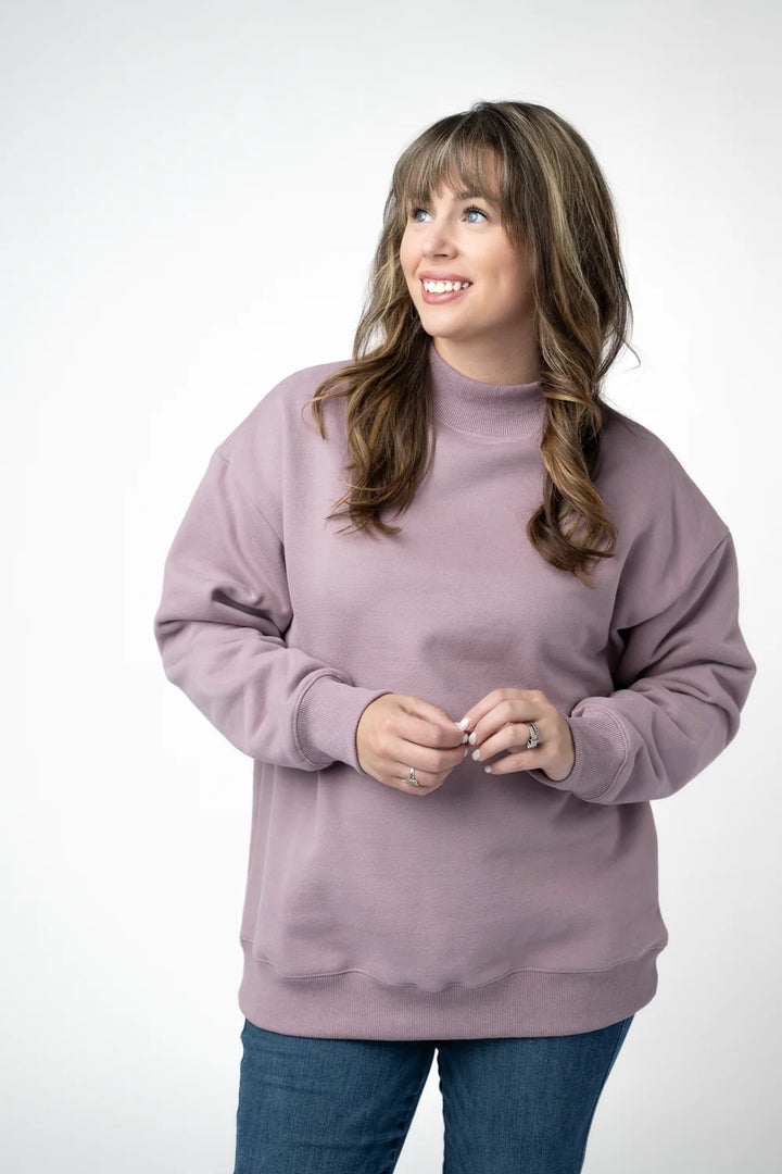 PREORDER  Michelle Mae | Marley Mock Neck Sweatshirt | Mauve