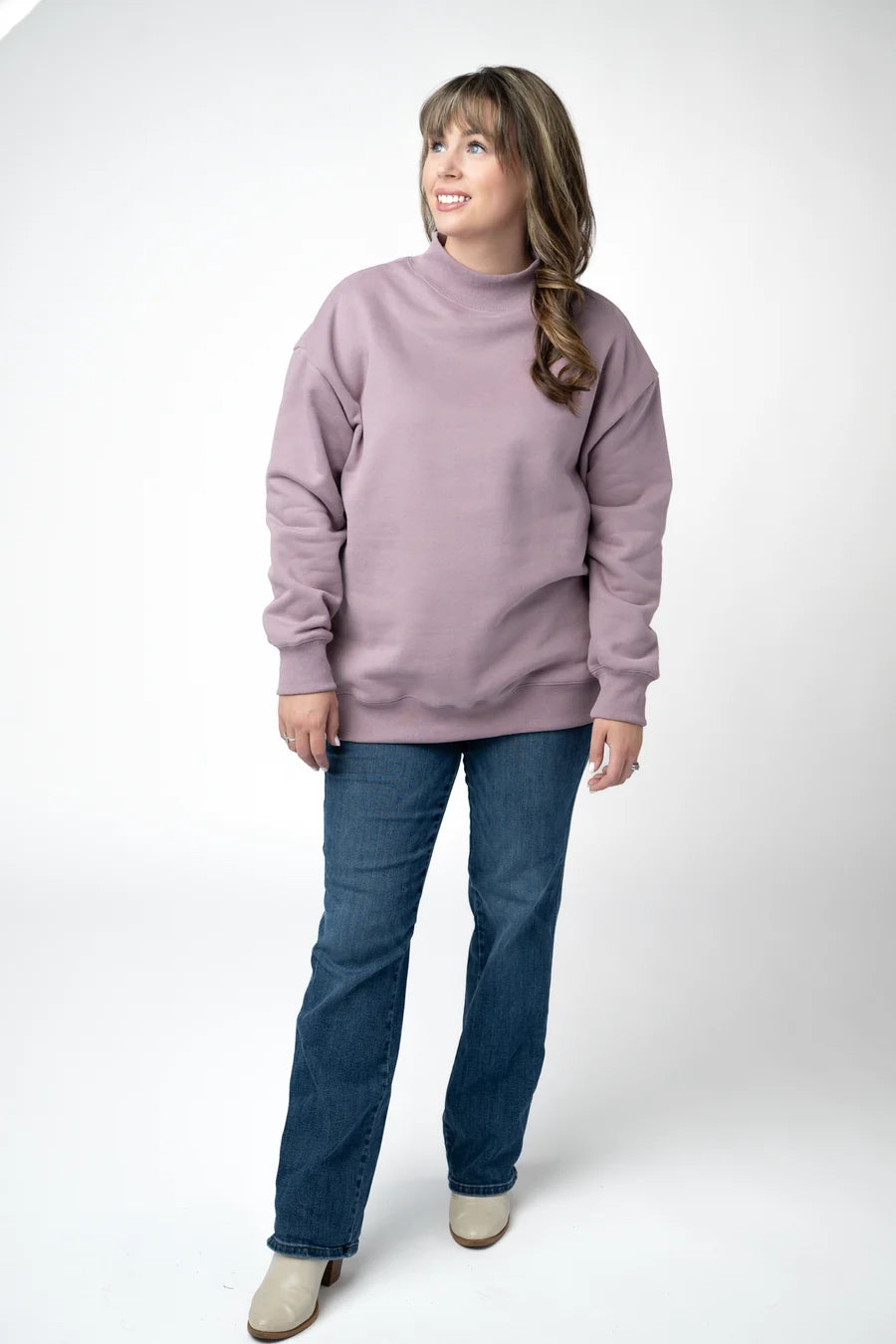 PREORDER  Michelle Mae | Marley Mock Neck Sweatshirt | Mauve