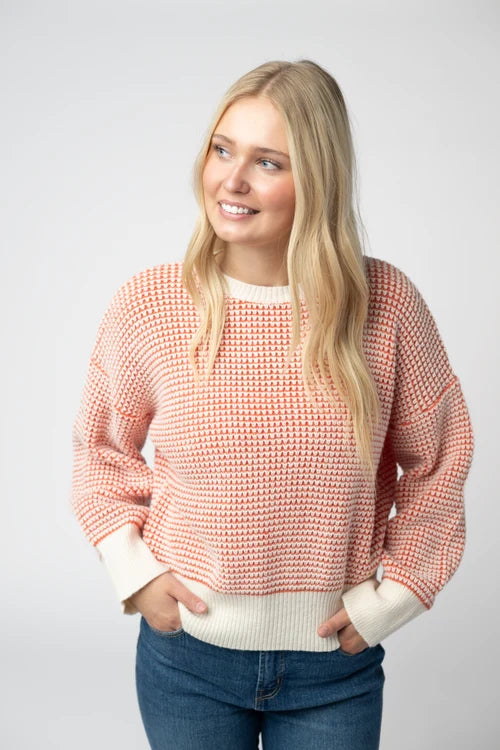 PREORDER  Michelle Mae | Charlotte Sweater | Orange & Ivory