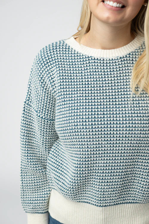 PREORDER  Michelle Mae | Charlotte Sweater | Teal & Ivory