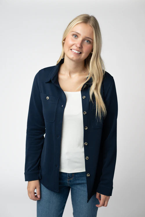 Michelle Mae | Ryleigh Ribbed Button Down | Navy
