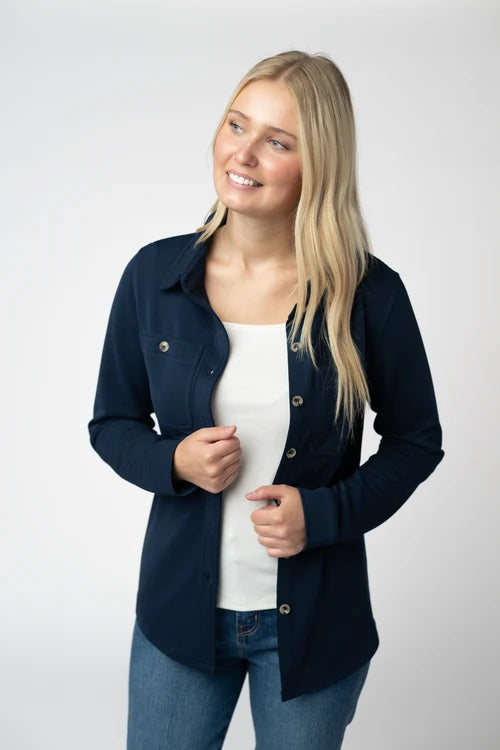 Michelle Mae | Ryleigh Ribbed Button Down | Navy