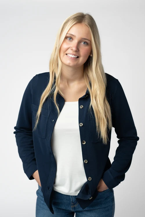 Michelle Mae | Ryleigh Ribbed Button Down | Navy