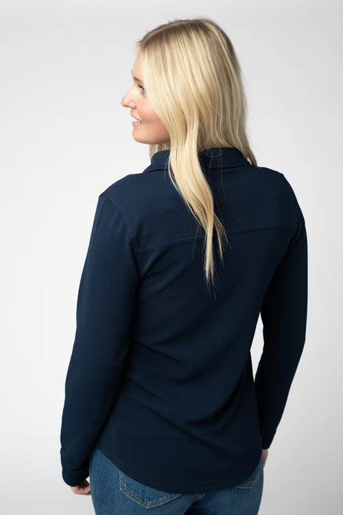 Michelle Mae | Ryleigh Ribbed Button Down | Navy