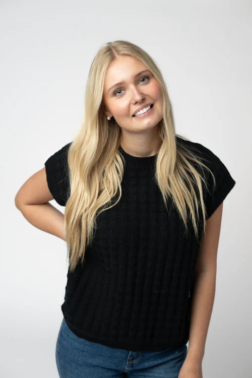 PREORDER  Michelle Mae | Kelly Knitted Top | Black - ETA AUG 10