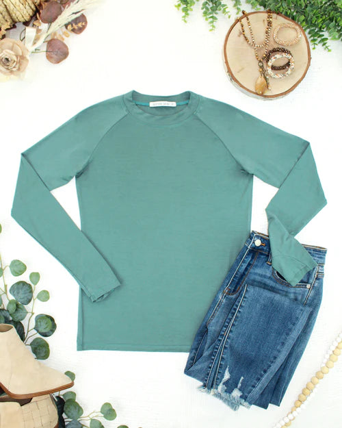 PREORDER  Michelle Mae | Blair Long Sleeve Top | Dusty Jade