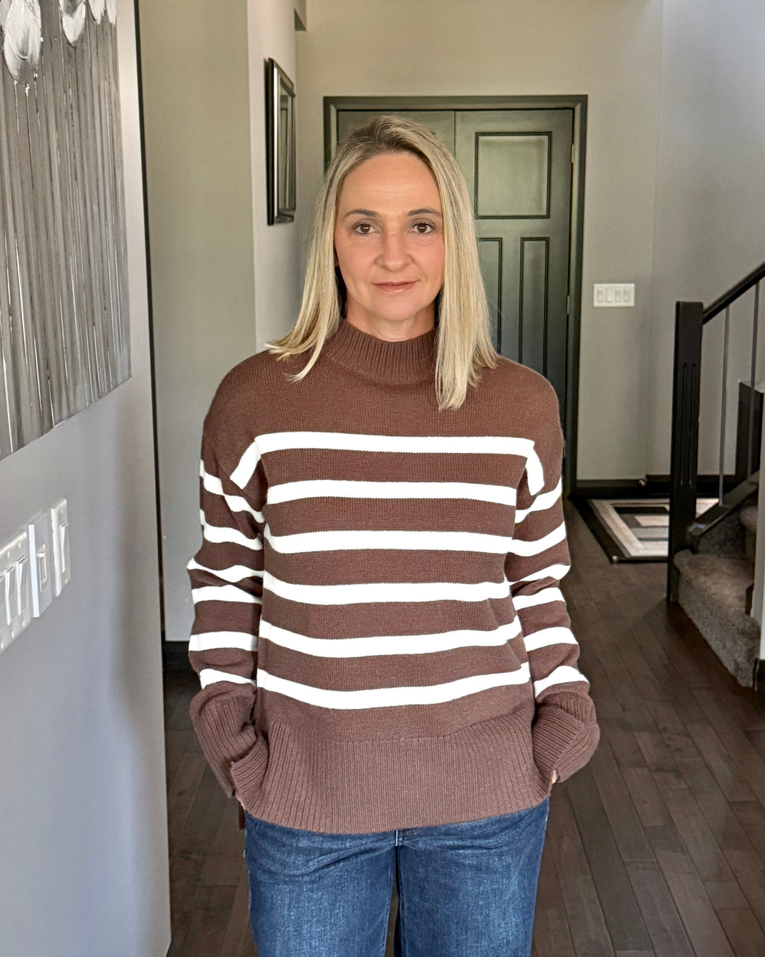 Millie Striped Sweater | Brown & Ivory