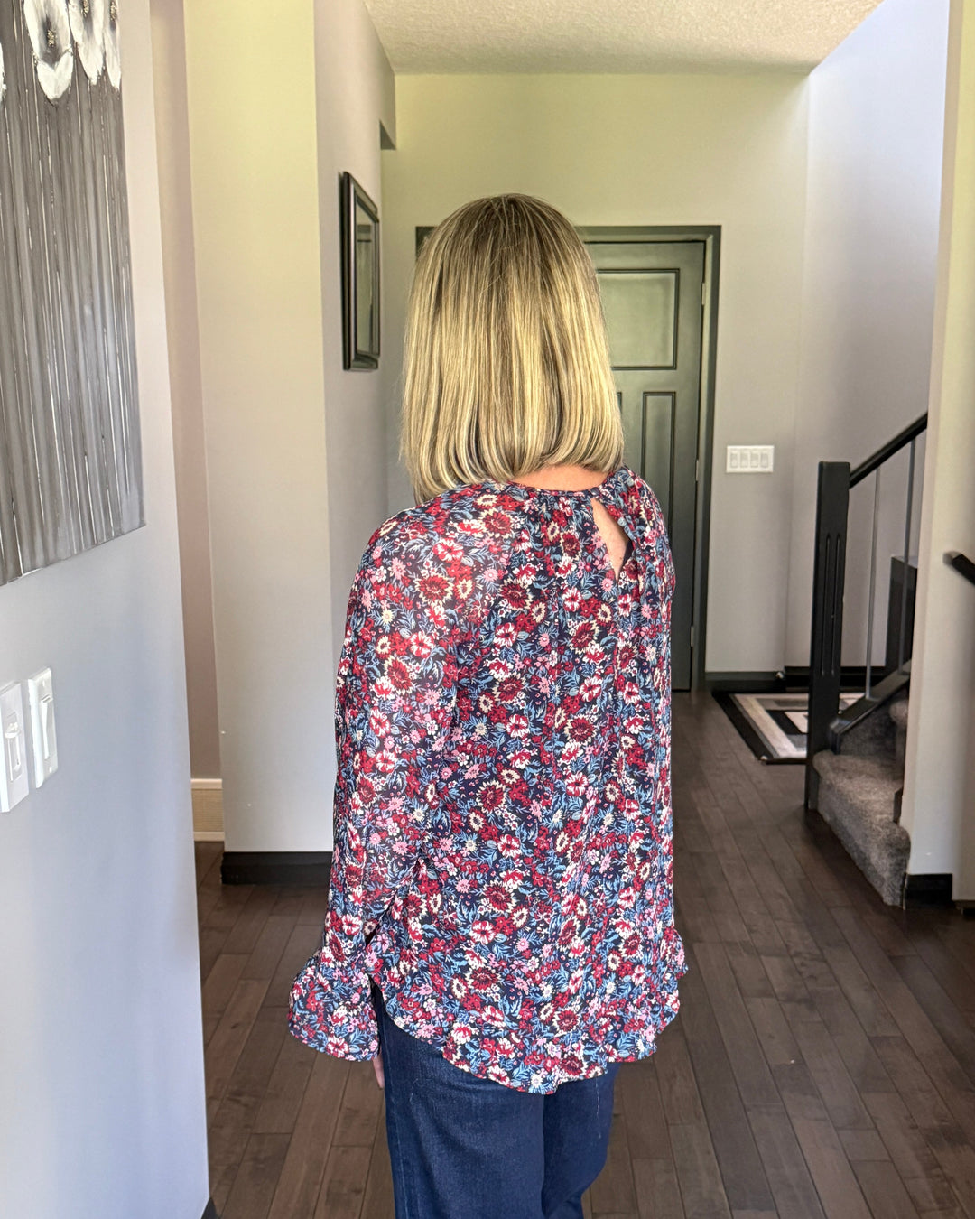 Ruffle Hem Floral Top