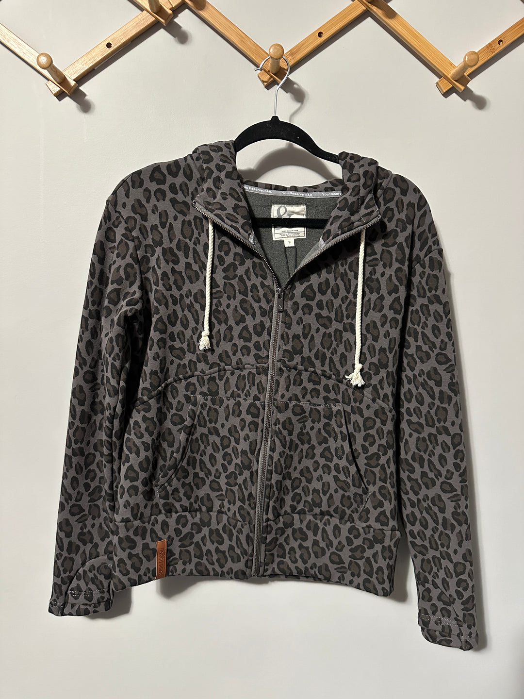 AS IS | Fleece Lined Full Zip | Leopard | SMALL
