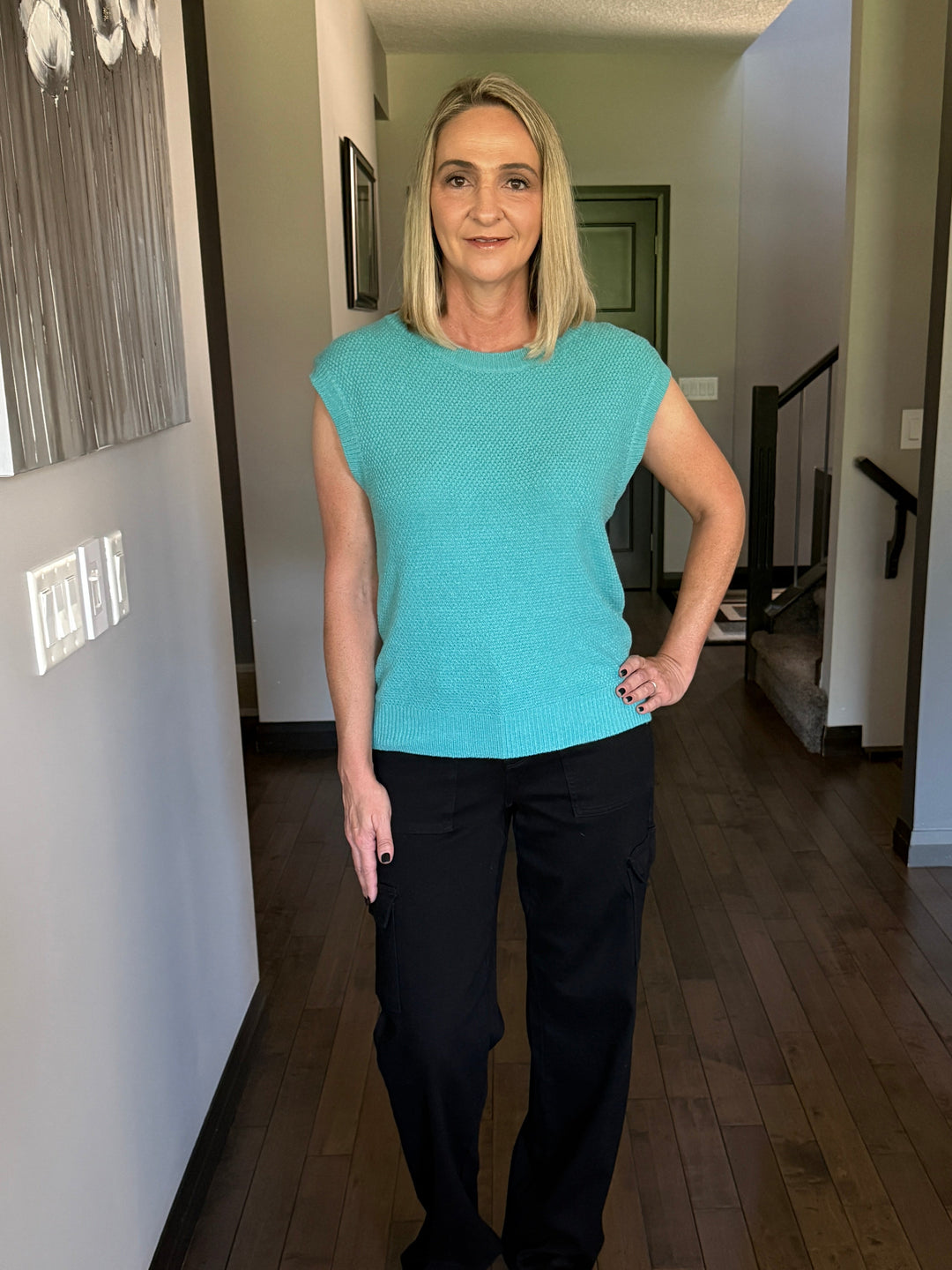 Mini Waffle Sweater Top | Jade