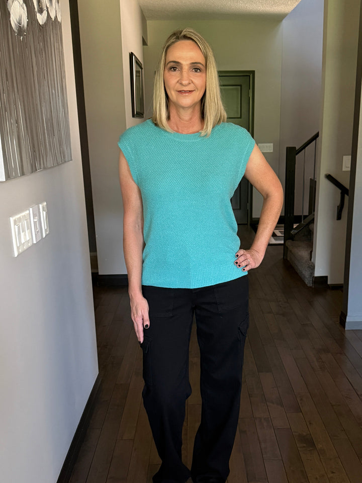 Mini Waffle Sweater Top | Jade