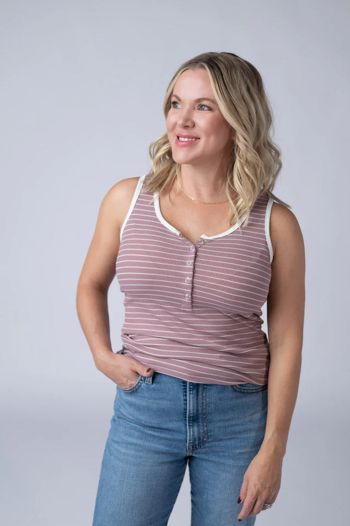 Michelle Mae | Shiloh Button Snap Tank | Dusty Rose