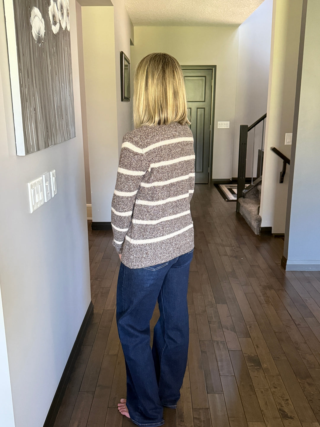 Waffle Striped Sweater | 2 Tone Brown