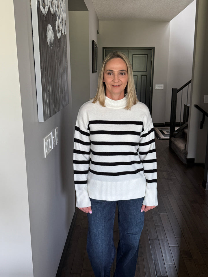 Millie Striped Sweater | Ivory & Black