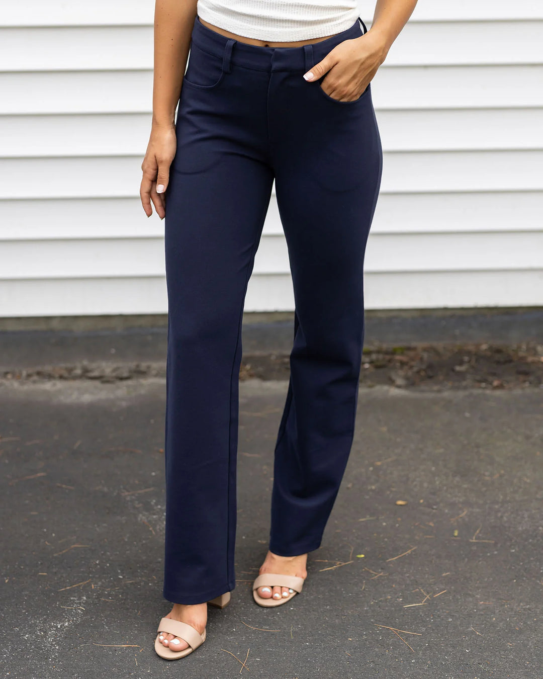 Grace and Lace | Fab-Fit Work Pant | Straight Leg | NAVY