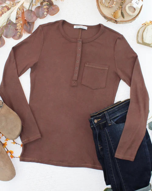 PREORDER  Michelle Mae | Georgia Long Sleeve Tee | Brown