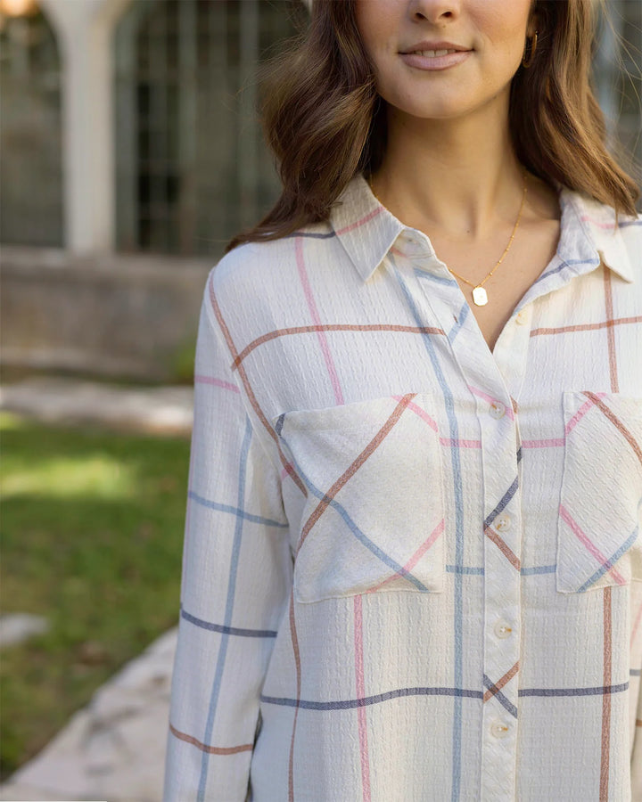 Grace and Lace | Favourite Button Up Top | Multi Windowpane