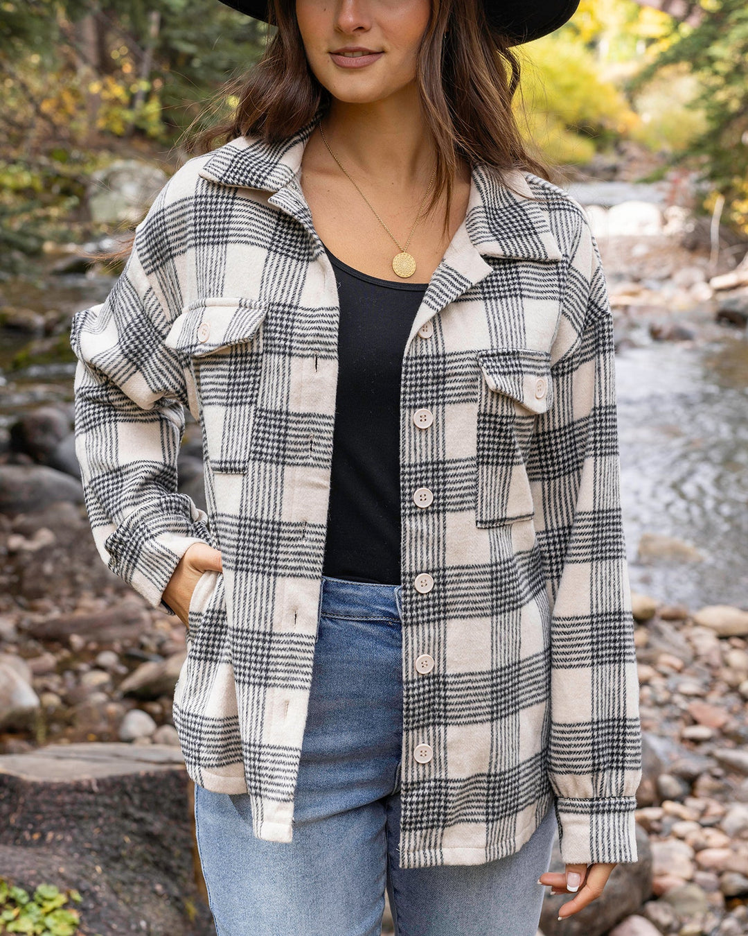 Grace and Lace | Flannel Neutral Plaid Shacket