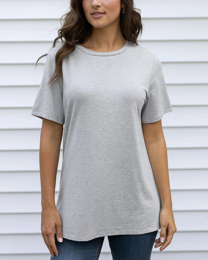 Grace and Lace | Girlfriend Fit Tee | Light Heathered Grey