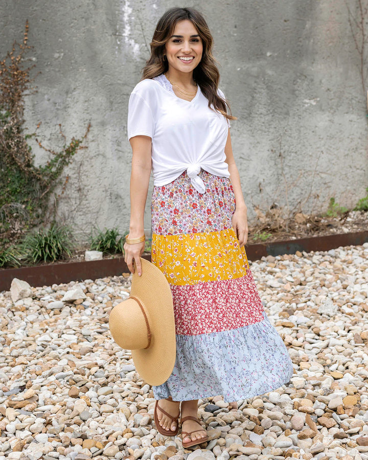 Grace and Lace | Go-To Tiered Skirt | Floral Patchwork