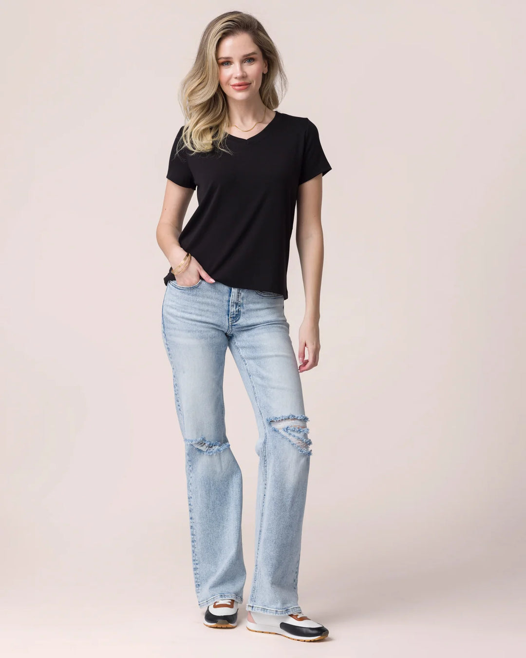 Grace and Lace | Best Fit V-Neck Tee | Black