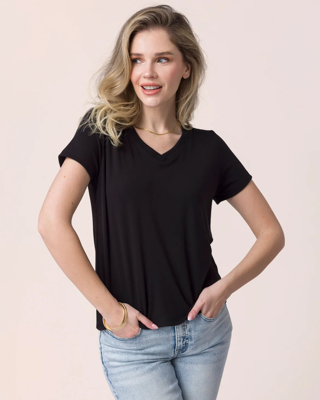 Grace and Lace | Best Fit V-Neck Tee | Black