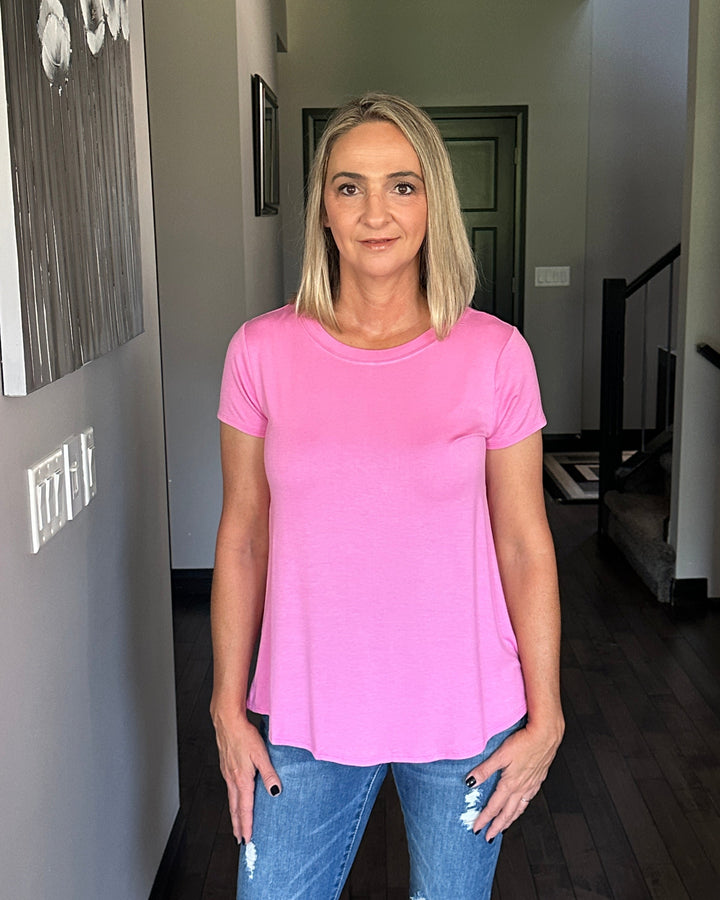 Elly Flowy Casual Tee | Candy Pink