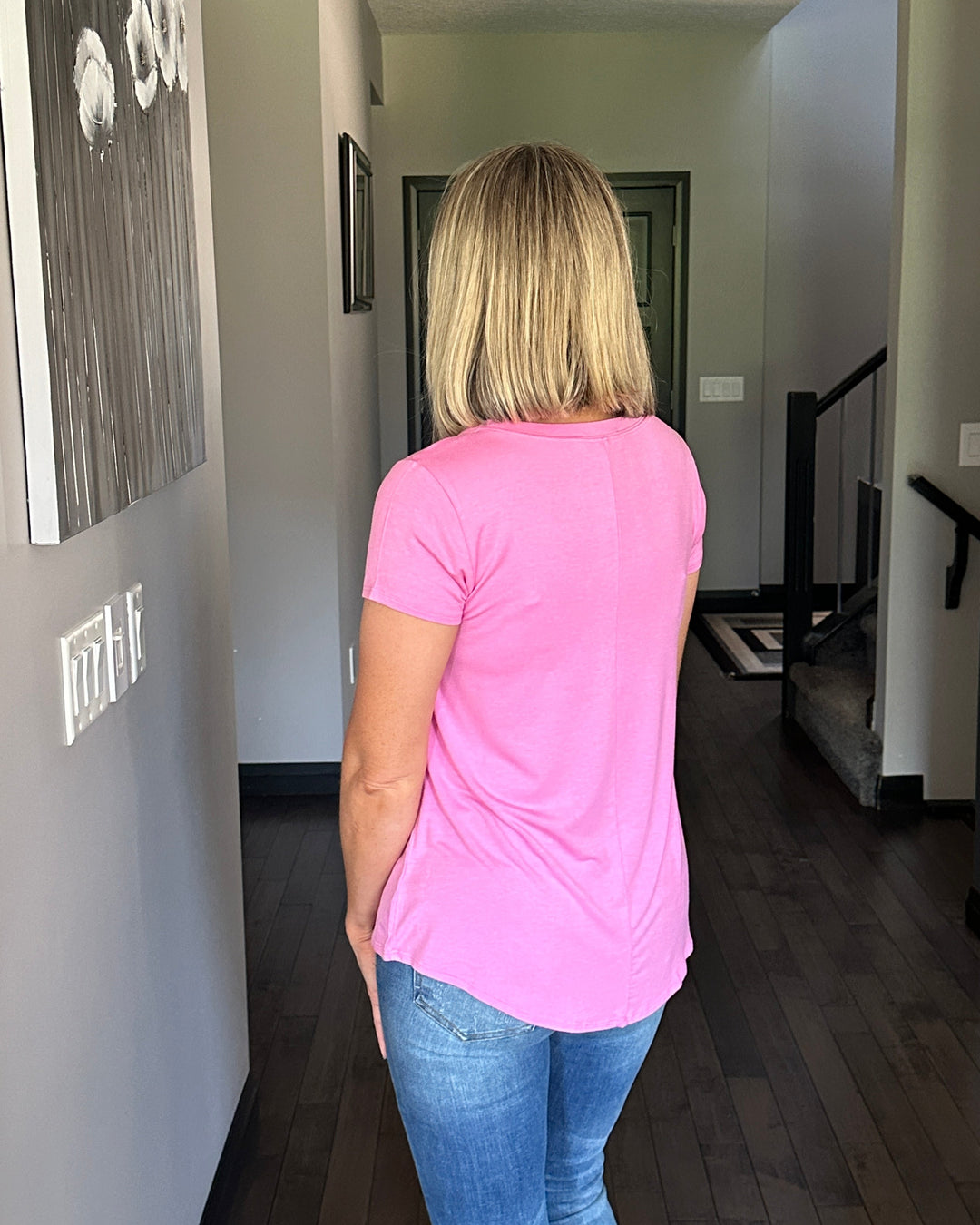 Elly Flowy Casual Tee | Candy Pink